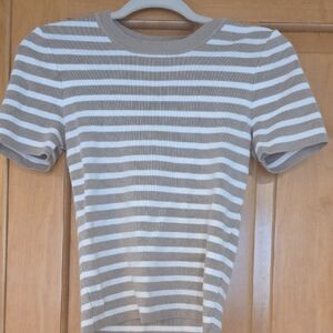 Striped Short Sleeve Knit Top